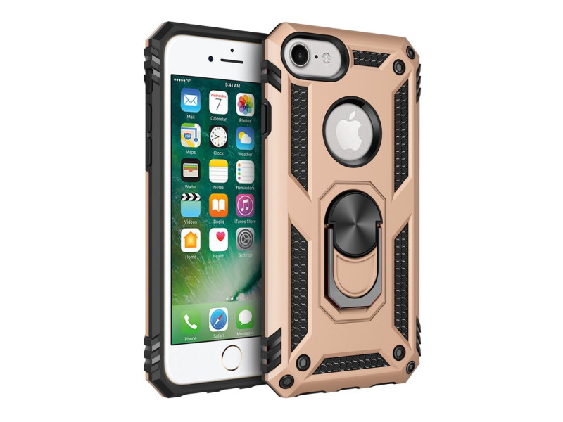 Newface iPhone SE 2020 Kılıf Sofya Yüzüklü Silikon Kapak - Gold