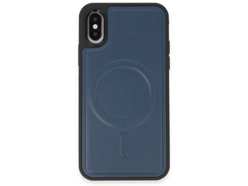 Newface iPhone X Kılıf Ozzi Magsafe Deri Kapak - Lacivert