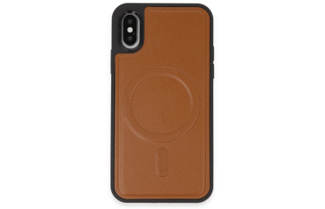 Newface iPhone X Kılıf Ozzi Magsafe Deri Kapak - Taba