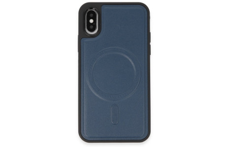 Newface iPhone XS Kılıf Ozzi Magsafe Deri Kapak - Lacivert