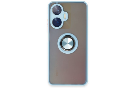 Newface Realme C55 Kılıf Montreal Yüzüklü Silikon Kapak - Buz Mavi