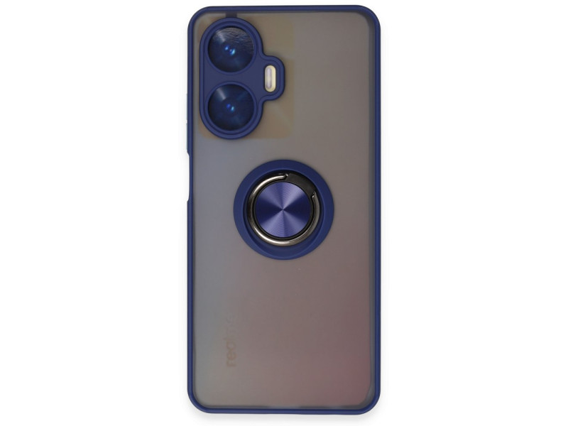 Newface Realme C55 Kılıf Montreal Yüzüklü Silikon Kapak - Lacivert