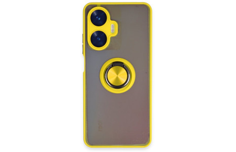 Newface Realme C55 Kılıf Montreal Yüzüklü Silikon Kapak - Sarı