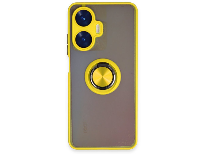 Newface Realme C55 Kılıf Montreal Yüzüklü Silikon Kapak - Sarı