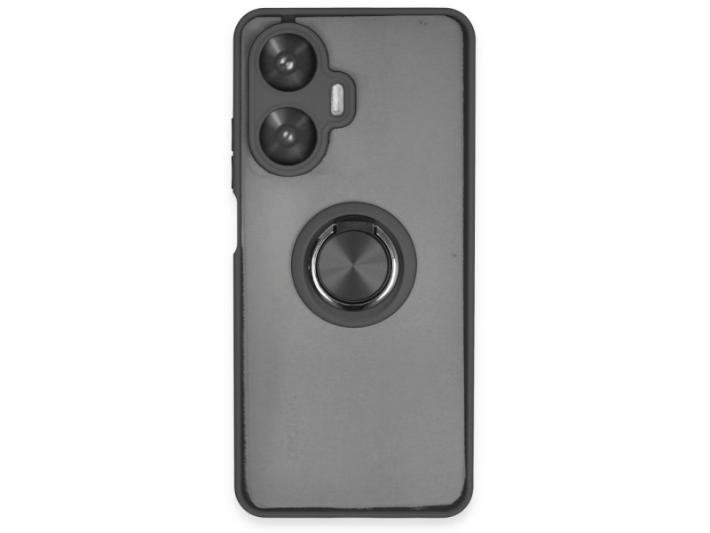 Newface Realme C55 Kılıf Montreal Yüzüklü Silikon Kapak - Siyah