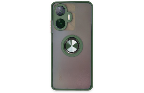 Newface Realme C55 Kılıf Montreal Yüzüklü Silikon Kapak - Yeşil