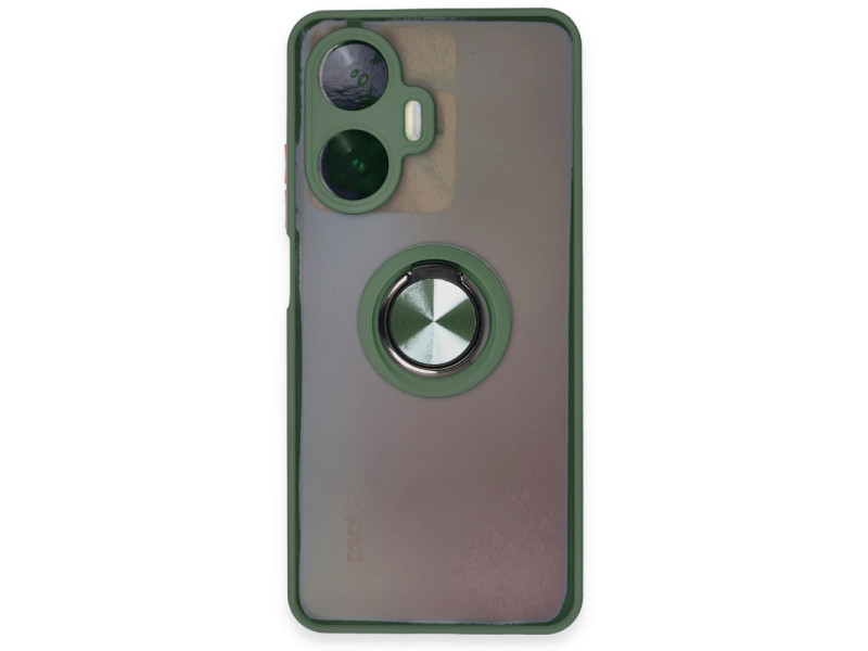 Newface Realme C55 Kılıf Montreal Yüzüklü Silikon Kapak - Yeşil