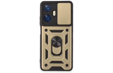Newface Realme C55 Kılıf Pars Lens Yüzüklü Silikon - Gold