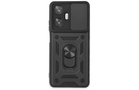 Newface Realme C55 Kılıf Pars Lens Yüzüklü Silikon - Siyah