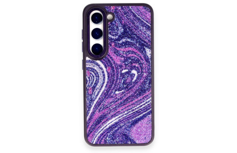 Newface Samsung Galaxy S23 Kılıf Moda Simli Kapak - Derin Mor