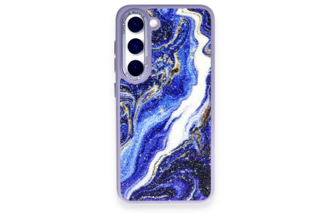 Newface Samsung Galaxy S23 Kılıf Moda Simli Kapak - Mavi
