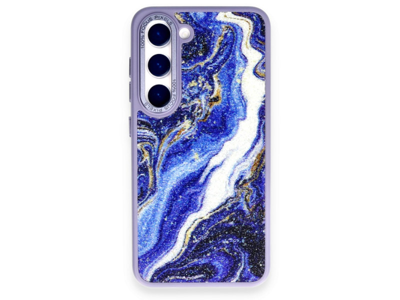 Newface Samsung Galaxy S23 Kılıf Moda Simli Kapak - Mavi