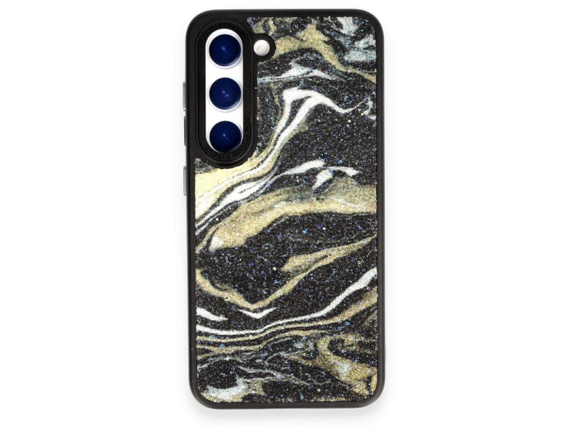 Newface Samsung Galaxy S23 Kılıf Moda Simli Kapak - Siyah