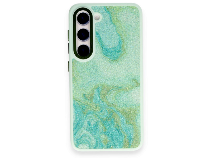 Newface Samsung Galaxy S23 Kılıf Moda Simli Kapak - Yeşil
