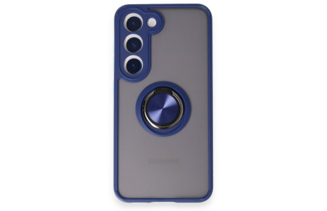 Newface Samsung Galaxy S23 Kılıf Montreal Yüzüklü Silikon Kapak - Lacivert