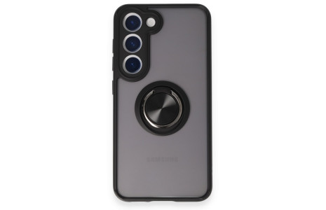 Newface Samsung Galaxy S23 Kılıf Montreal Yüzüklü Silikon Kapak - Siyah