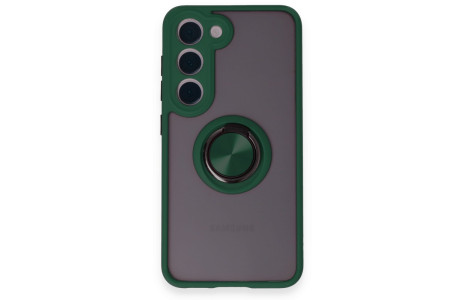 Newface Samsung Galaxy S23 Kılıf Montreal Yüzüklü Silikon Kapak - Yeşil