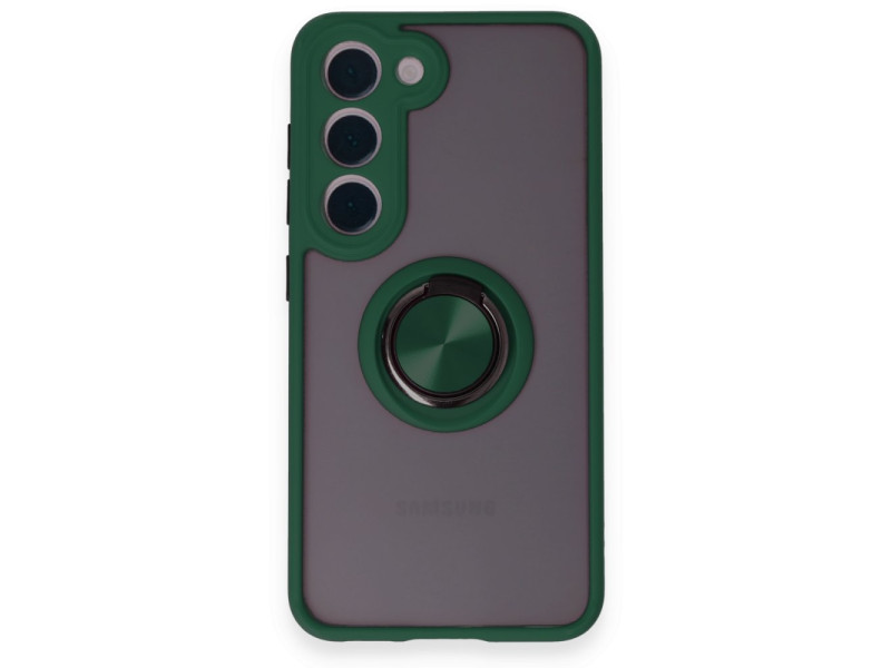 Newface Samsung Galaxy S23 Kılıf Montreal Yüzüklü Silikon Kapak - Yeşil
