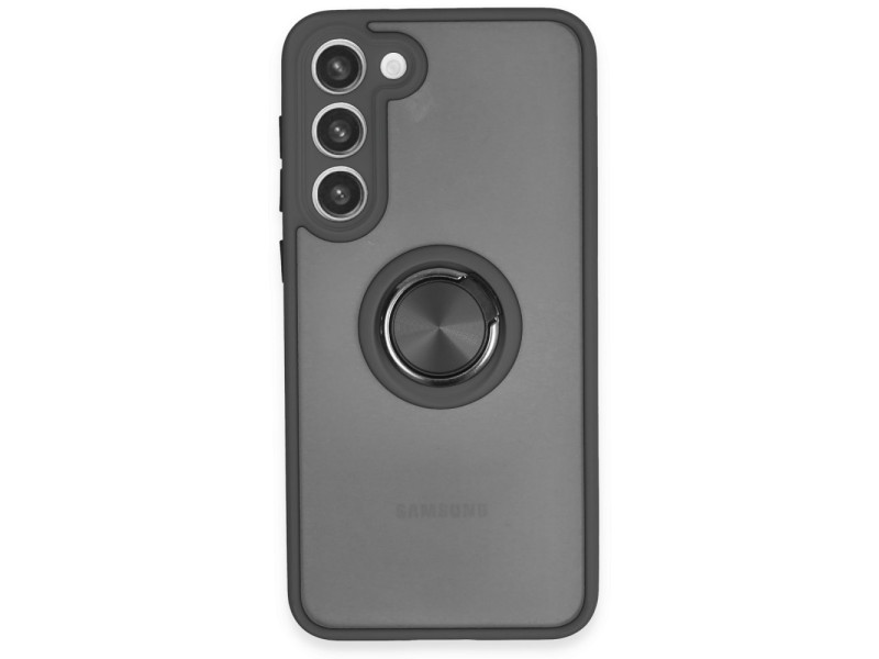 Newface Samsung Galaxy S23 Plus Kılıf Montreal Yüzüklü Silikon Kapak - Siyah