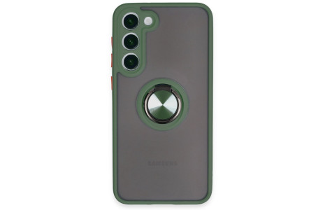 Newface Samsung Galaxy S23 Plus Kılıf Montreal Yüzüklü Silikon Kapak - Yeşil