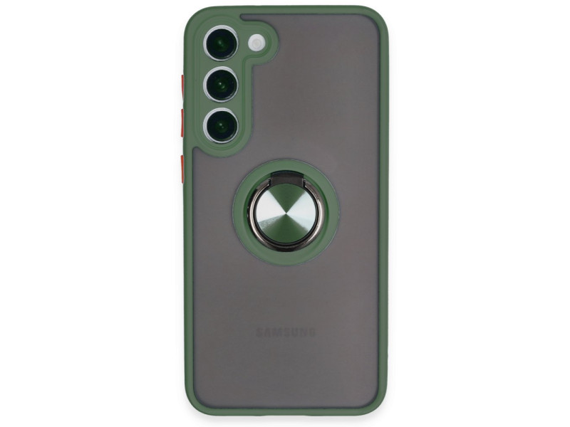 Newface Samsung Galaxy S23 Plus Kılıf Montreal Yüzüklü Silikon Kapak - Yeşil