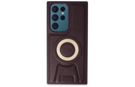 Newface Samsung Galaxy S23 Ultra Kılıf Merkür Magneticsafe Standlı Kapak - Derin Mor