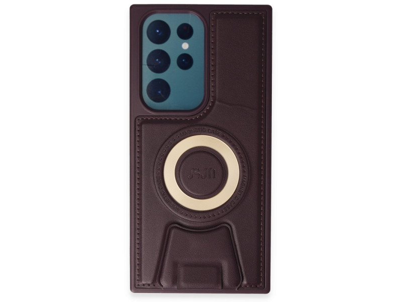 Newface Samsung Galaxy S23 Ultra Kılıf Merkür Magneticsafe Standlı Kapak - Derin Mor