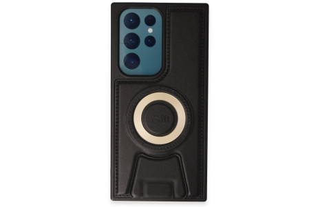 Newface Samsung Galaxy S23 Ultra Kılıf Merkür Magneticsafe Standlı Kapak - Siyah