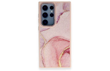 Newface Samsung Galaxy S23 Ultra Kılıf Moda Simli Kapak - Rose