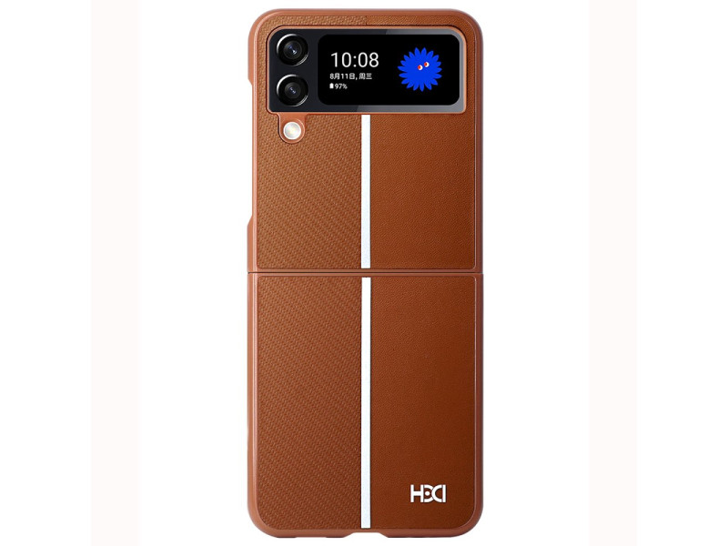 HDD Samsung Galaxy Z Flip 4 Kılıf HBC-155 Lizbon Kapak - Kahverengi