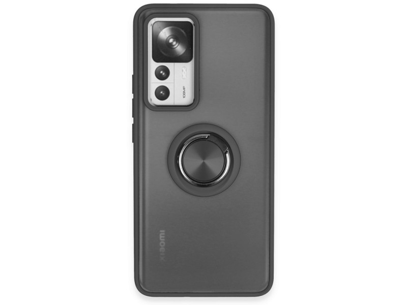 Newface Xiaomi Mi 12T Kılıf Montreal Yüzüklü Silikon Kapak - Siyah