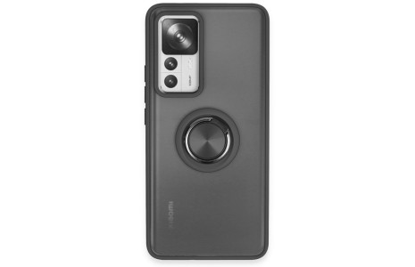 Newface Xiaomi Mi 12T Pro Kılıf Montreal Yüzüklü Silikon Kapak - Siyah