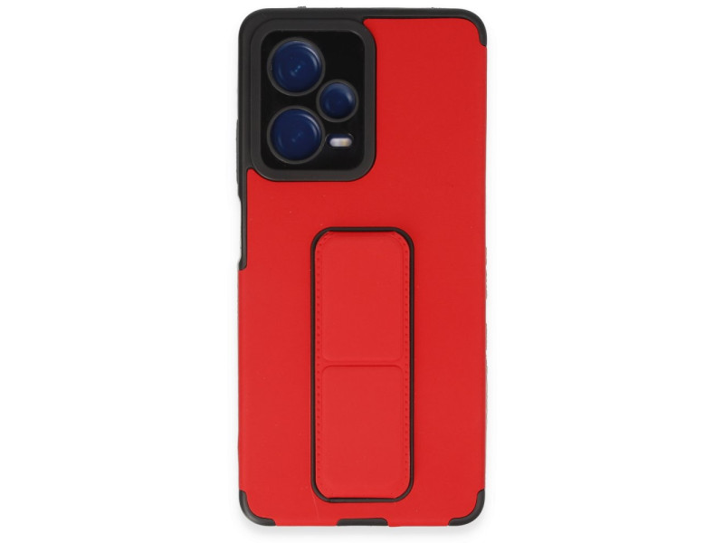 Newface Xiaomi Poco X5 Pro 5G Kılıf Mega Standlı Silikon - Kırmızı
