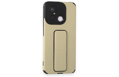 Newface Xiaomi Redmi 12C Kılıf Mega Standlı Silikon - Gold