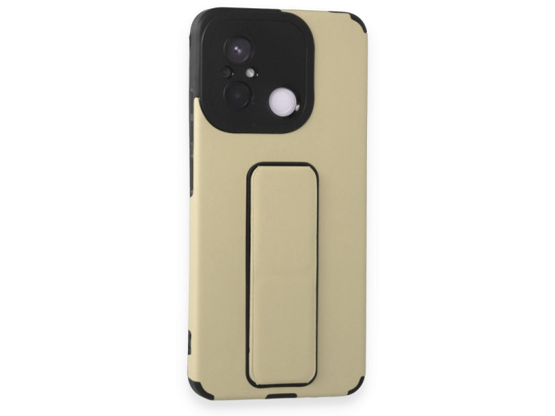 Newface Xiaomi Redmi 12C Kılıf Mega Standlı Silikon - Gold