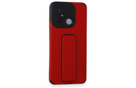 Newface Xiaomi Redmi 12C Kılıf Mega Standlı Silikon - Kırmızı