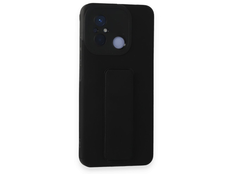 Newface Xiaomi Redmi 12C Kılıf Mega Standlı Silikon - Siyah