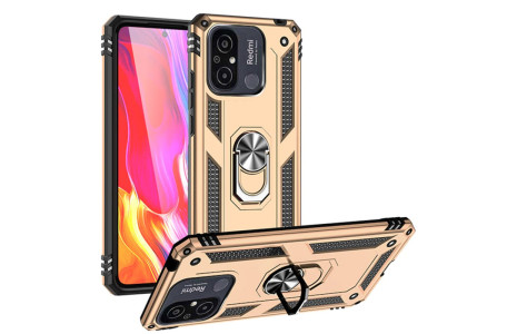 Newface Xiaomi Redmi 12C Kılıf Sofya Yüzüklü Silikon Kapak - Gold