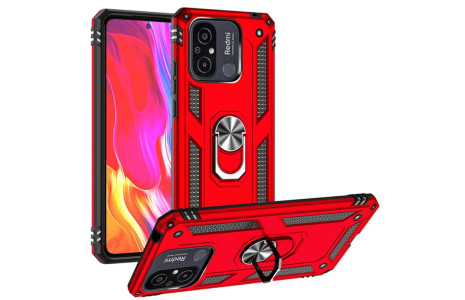 Newface Xiaomi Redmi 12C Kılıf Sofya Yüzüklü Silikon Kapak - Kırmızı