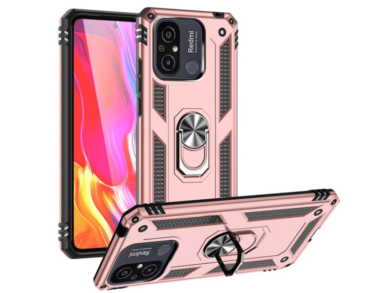 Newface Xiaomi Redmi 12C Kılıf Sofya Yüzüklü Silikon Kapak - Rose