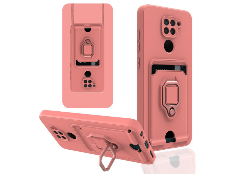 Newface Xiaomi Redmi Note 9 Kılıf Zuma Kartvizitli Yüzüklü Silikon - Pembe