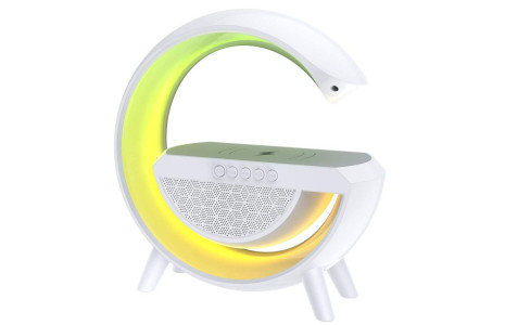 Newface YR-909 Kablosuz Şarj Standlı RGB Kablosuz Hoparlör - Beyaz