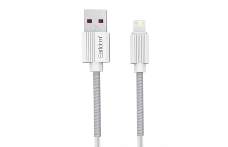 Earldom EC-137L 1M 3A Kırılmaya Dayanıklı Lightning Hızlı Şarj Kablosu - Beyaz
