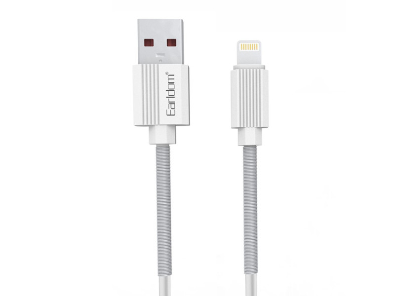 Earldom EC-137L 1M 3A Kırılmaya Dayanıklı Lightning Hızlı Şarj Kablosu - Beyaz