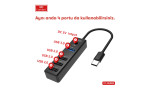 Earldom HUB08 Tak Çalıştır 3 Adet Usb 2.0 ve 1 Adet Usb 3.0 Çıkışlı Usb Çoklayıcı - Siyah
