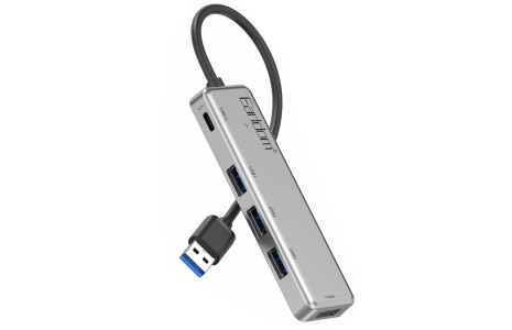 Earldom HUB12 Tak Çalıştır 40cm 4 Adet Usb 2.0 ve 1 Adet Type-C Çıkışlı Usb Çoklayıcı - Gri