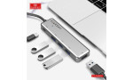 Earldom HUB12 Tak Çalıştır 40cm 4 Adet Usb 2.0 ve 1 Adet Type-C Çıkışlı Usb Çoklayıcı - Gri