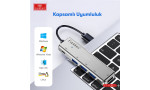 Earldom HUB12 Tak Çalıştır 40cm 4 Adet Usb 2.0 ve 1 Adet Type-C Çıkışlı Usb Çoklayıcı - Gri