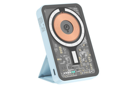 Earldom PD32 5.000 mAh 22.5W Kablosuz Şarjlı Standlı PD Hızlı Şarj Powerbank - Mavi