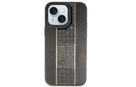 HDD iPhone 15 Kılıf HBC-160 Almera Taşlı Kapak - Siyah
